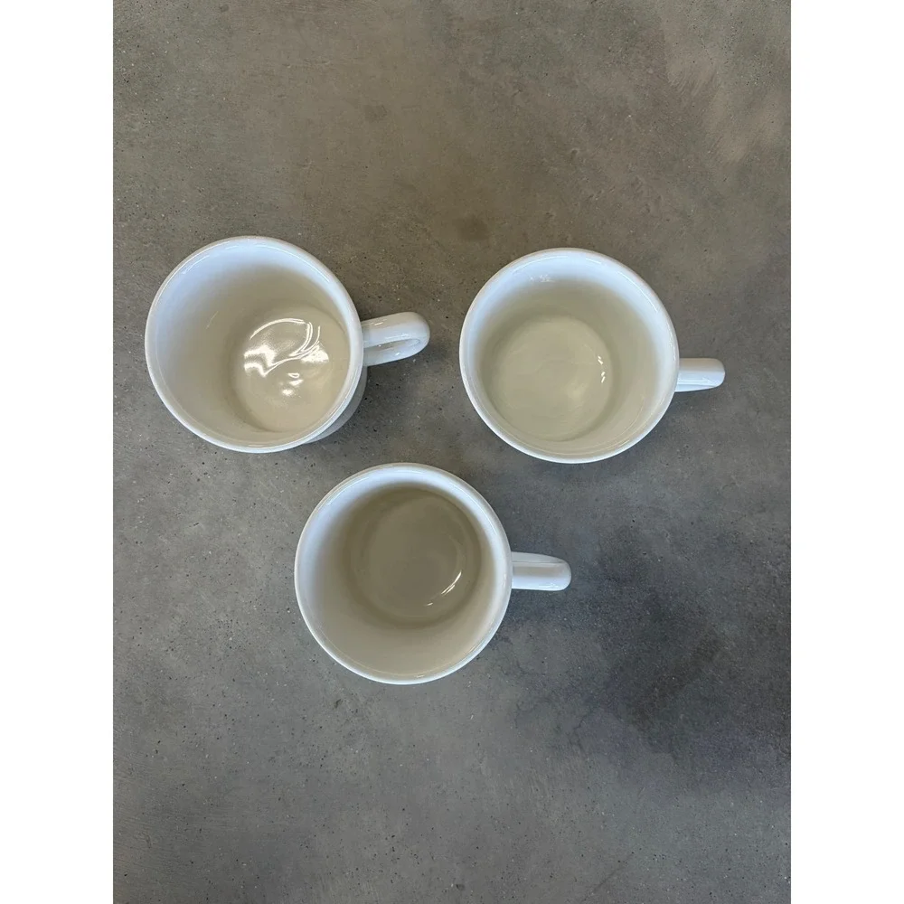 Pier 1 Basket Relief White Coffee Mugs Set of 3 Earthenware Made in Italy